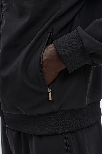 Поло с длинным рукавом шерстяное черное Karl Lagerfeld