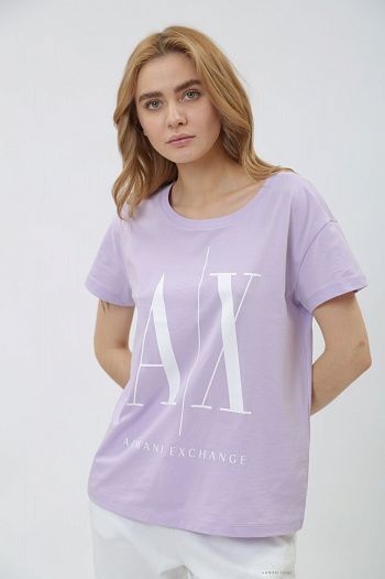 Футболка хлопковая фиолетовая Armani Exchange