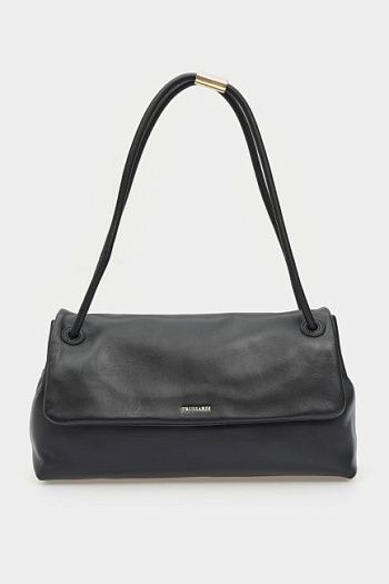 Сумка багет кожаная черная Trussardi