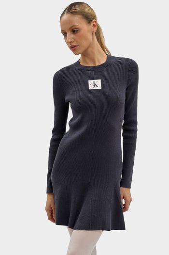 Платье хлопковое синее Calvin Klein Jeans
