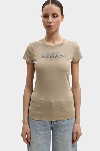 Футболка хлопковая бежевая Armani Exchange