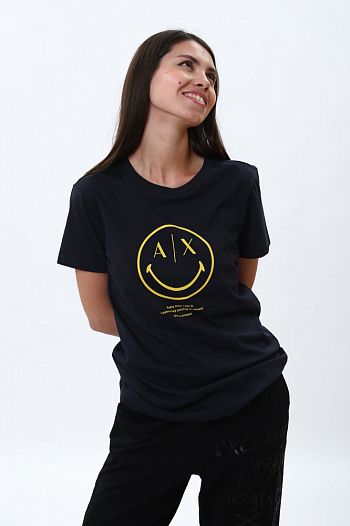 Футболка хлопковая синяя Armani Exchange