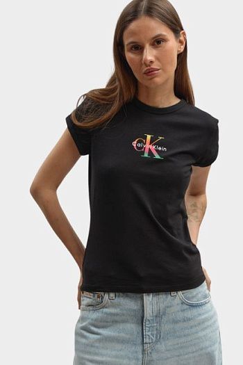 Футболка хлопковая черная Calvin Klein Jeans
