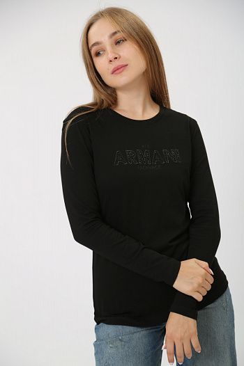 Футболка с длиным рукавом хлопковая черная Armani Exchange