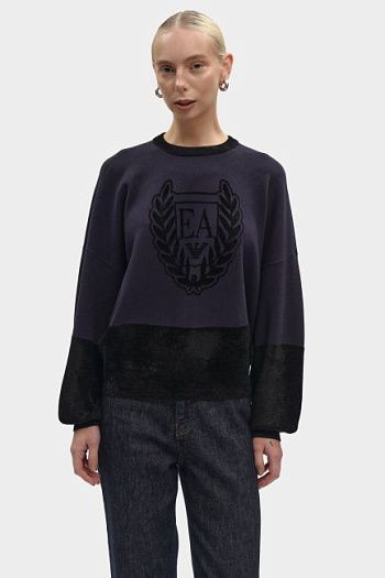 Свитшот из вискозы черный Emporio Armani