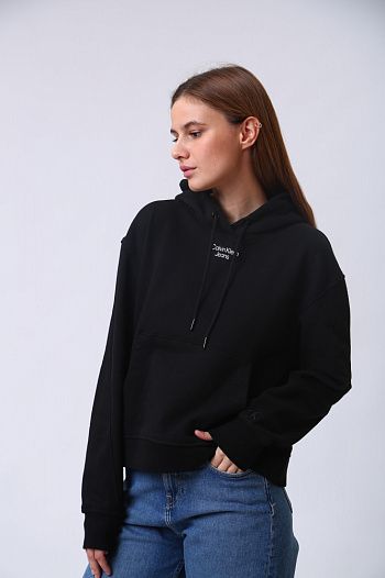 Худи хлопковое черное  Calvin Klein Jeans