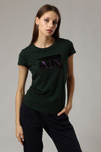 Футболка хлопковая зеленая Armani Exchange