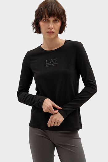 Лонгслив хлопковый черный EA7