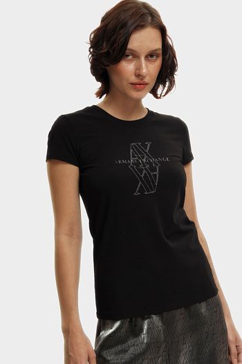 Футболка хлопковая черная Armani Exchange