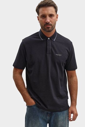 Поло с коротким рукавом хлопковое синее Armani Exchange