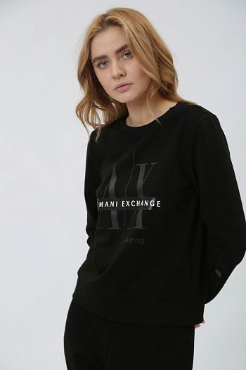 Свитшот хлопковый черный Armani Exchange