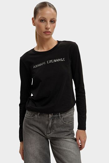 Лонгслив хлопковый черный Armani Exchange