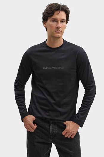 Футболка хлопковая черная Emporio Armani
