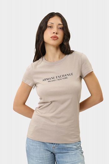 Футболка хлопковая бежевая Armani Exchange