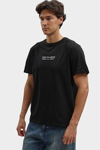 Футболка хлопковая черная Trussardi