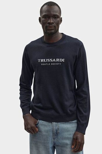 Джемпер шерстяной синий Trussardi