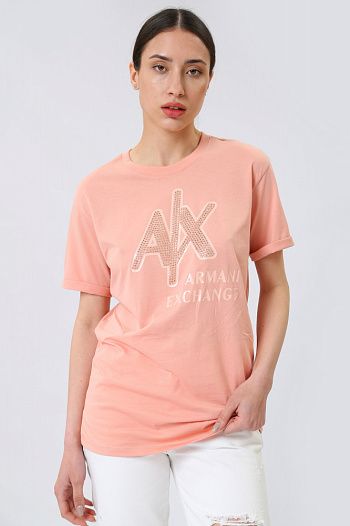 Футболка хлопковая розовая Armani Exchange