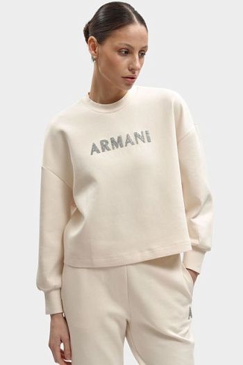 Свитшот хлопковый молочный Armani Exchange