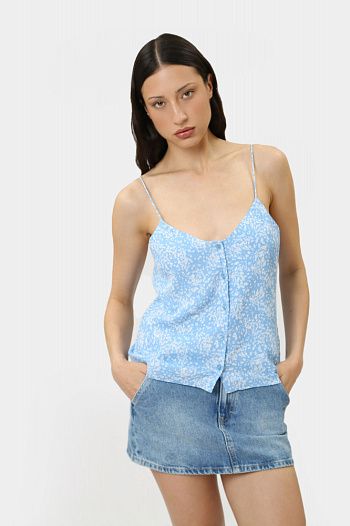 Топ из вискозы голубой  Calvin Klein Jeans