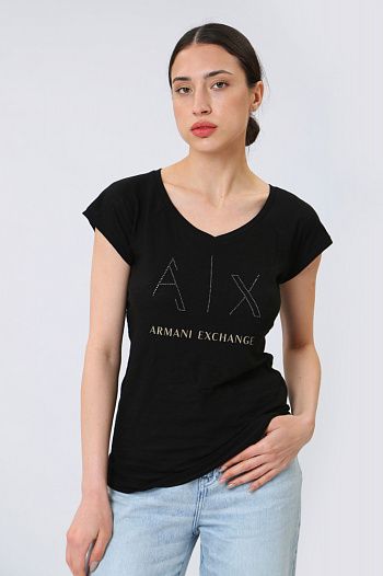 Футболка хлопковая черная Armani Exchange