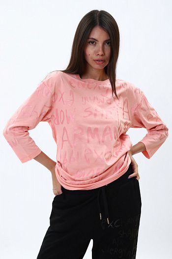 Футболка лонгслив хлопковая розовая Armani Exchange