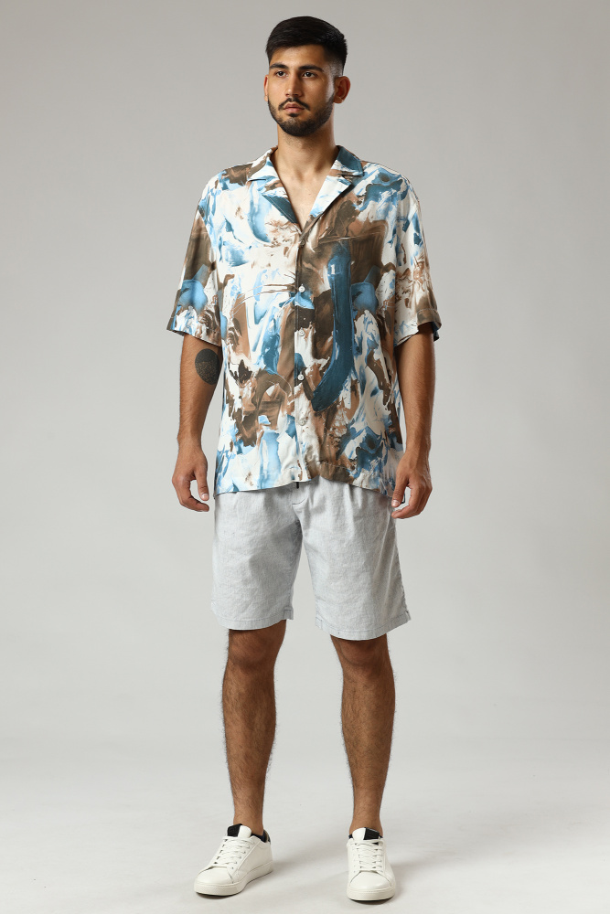 30031193_10013611 Шорты льняные Strellson Голубой