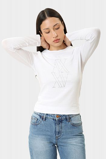 Лонгслив хлопковый белый Armani Exchange
