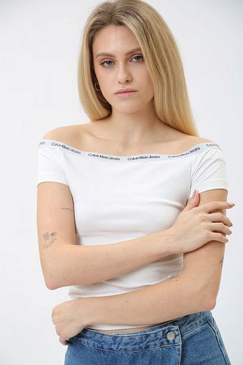Топ хлопковый белый Calvin Klein Jeans