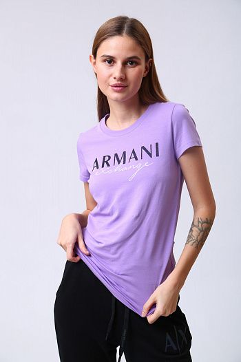 Футболка хлопковая фиолетовая Armani Exchange
