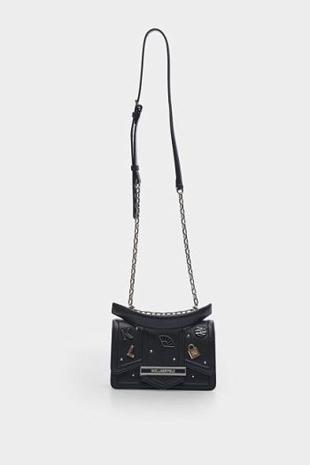 Сумка с клапаном кожаная черная Karl Lagerfeld