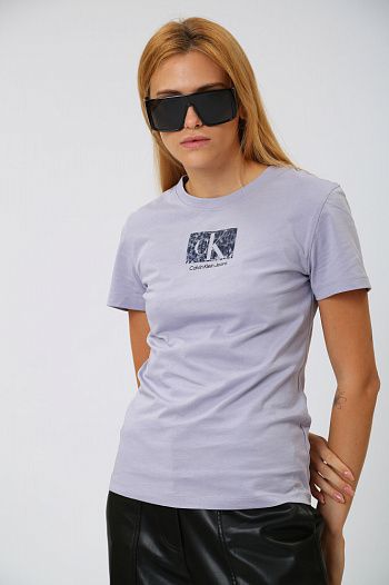 Футболка хлопковая фиолетовая Calvin Klein Jeans
