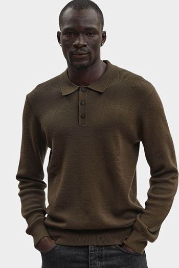 Поло с длинным рукавом шерстяное коричневое Trussardi