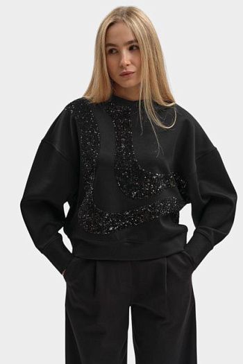 Свитшот из вискозы черный Emporio Armani