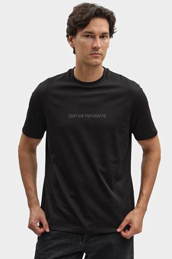 Футболка хлопковая черная Emporio Armani