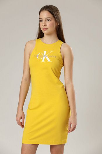 Платье хлопковое желтое Calvin Klein Jeans