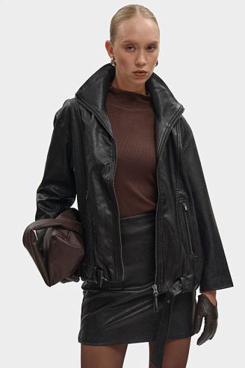 Куртка кожаная черная Pepe Jeans