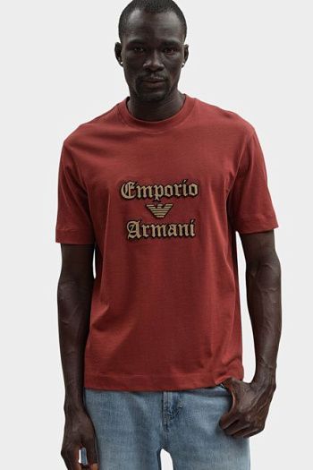 Футболка хлопковая бордовая Emporio Armani