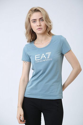 Футболка хлопковая голубая EA7