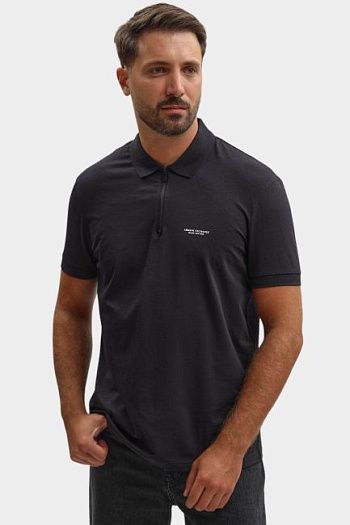 Поло с коротким рукавом хлопковое черное Armani Exchange