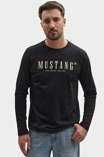 Лонгслив хлопковый черный Mustang
