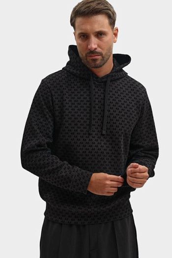 Худи хлопковое черное Armani Exchange