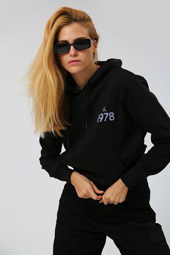 Худи хлопковое черное  Calvin Klein Jeans