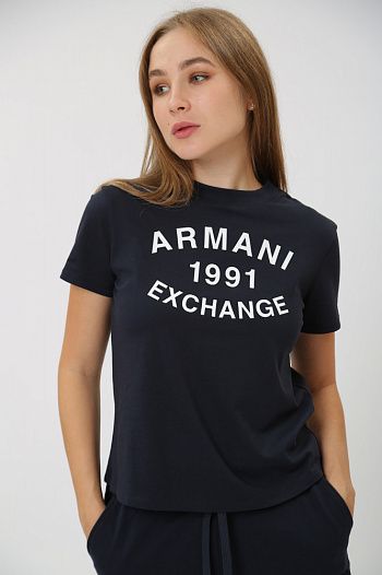 Футболка хлопковая синяя Armani Exchange