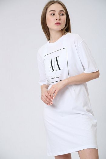 Платье хлопковое белое Armani Exchange