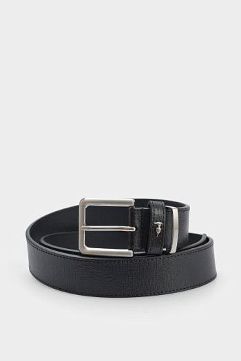 Ремень кожаный черный Trussardi