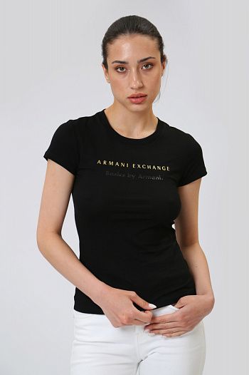 Футболка хлопковая черная Armani Exchange