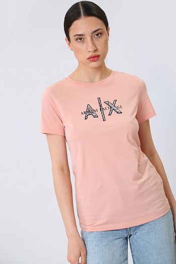 Футболка хлопковая розовая Armani Exchange