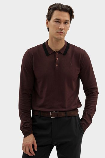 Поло с длинным рукавом  из вискозы коричневое Trussardi