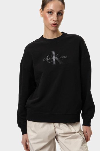 Свитшот хлопковый черный Calvin Klein Jeans