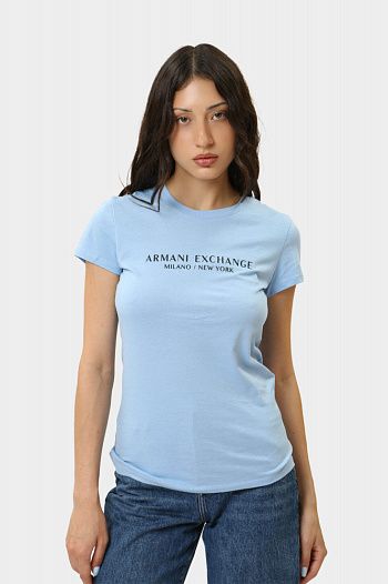 Футболка хлопковая голубая Armani Exchange